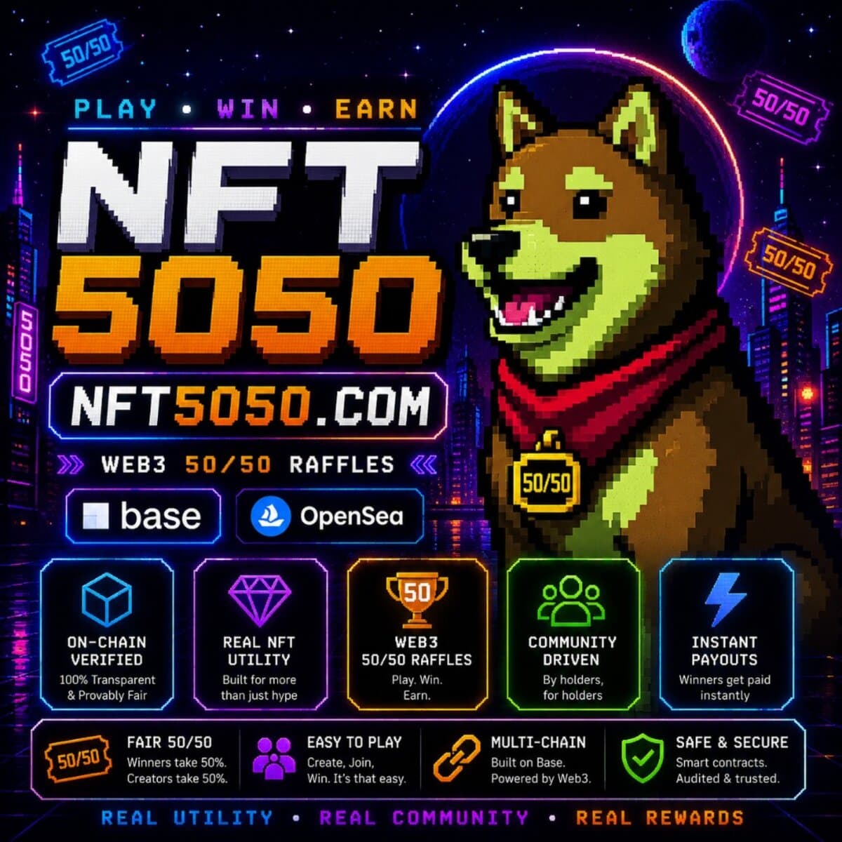 ETH NFT Raffle - NFT5050 on-chain 50/50 raffles for ETH and NFTs on Ethereum and Base