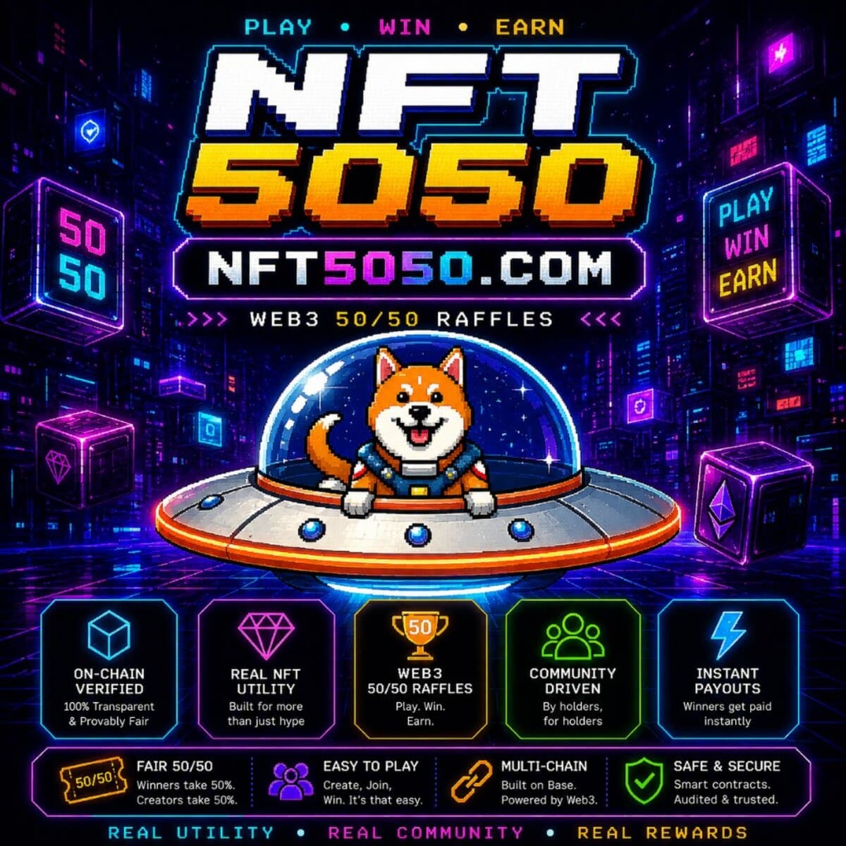 Ethereum NFT Raffle features - on-chain verified provably fair instant ETH payouts on Ethereum