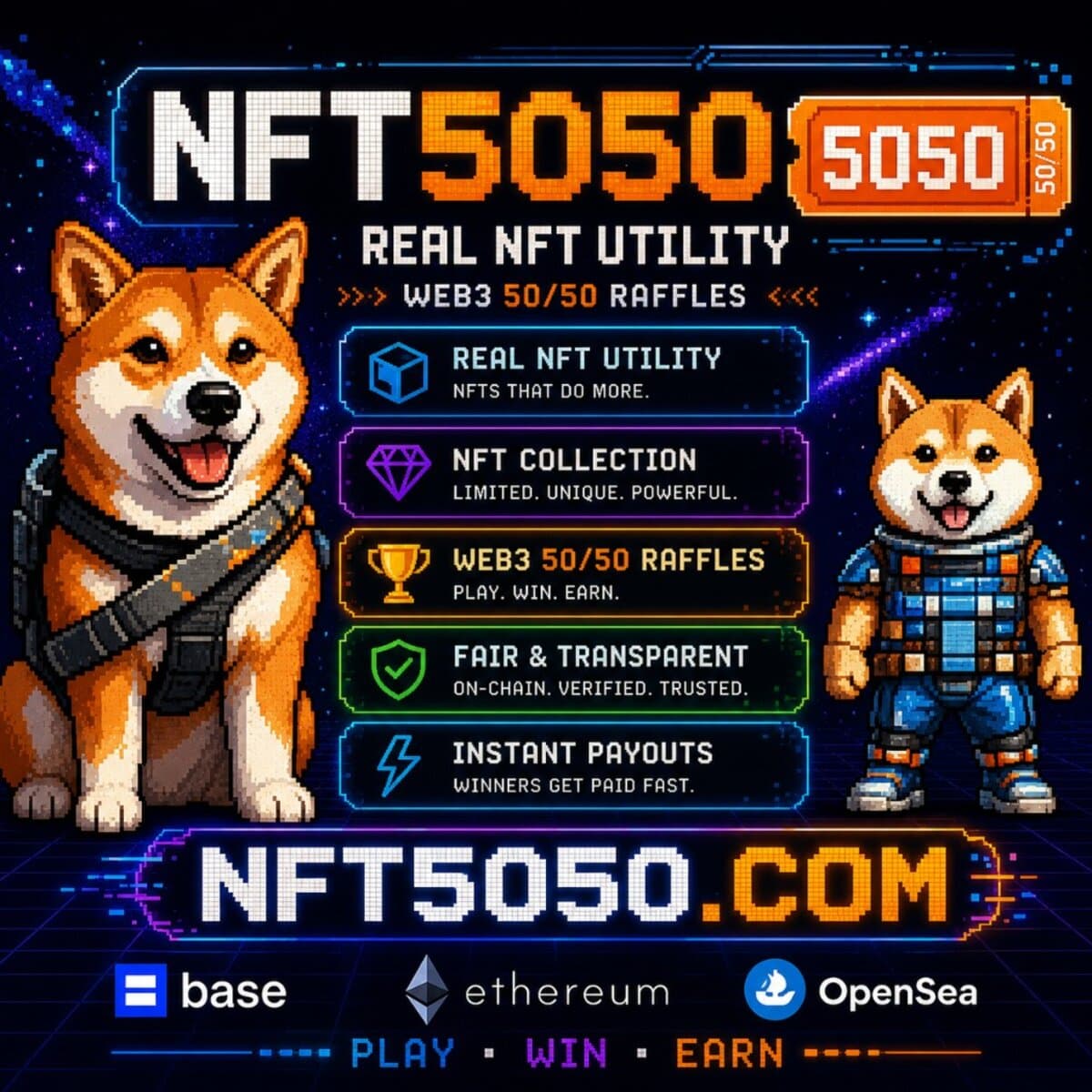 NFT Raffle Collection features - real NFT utility on-chain verified fair transparent