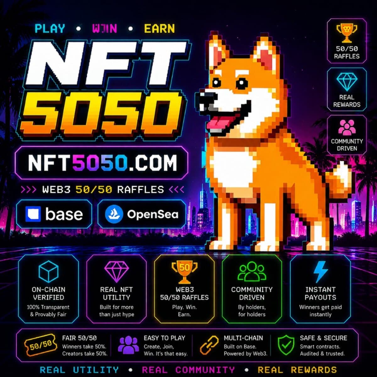 NFT raffle platform community NFT raffle platform community of NFT5050 holders creating 50/50 raffles